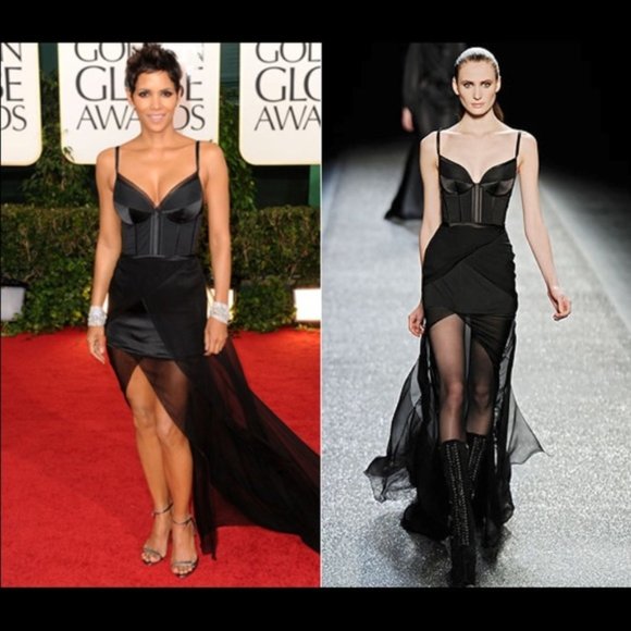 Nina Ricci Dresses & Skirts - New Nina Ricci silk runway corset bustier slit mesh semisheer maxi dress gown